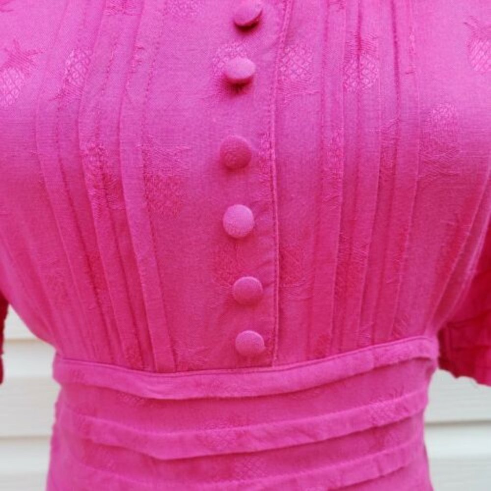 Vintage Sarah Elizabeth Pink Pleated Bodice Dress Sz 8 - Picture 5 of 10